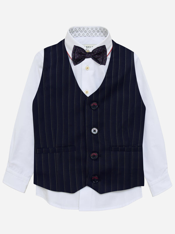 Black Striped Suit Vest With Printed Bow Brumano Pakistan