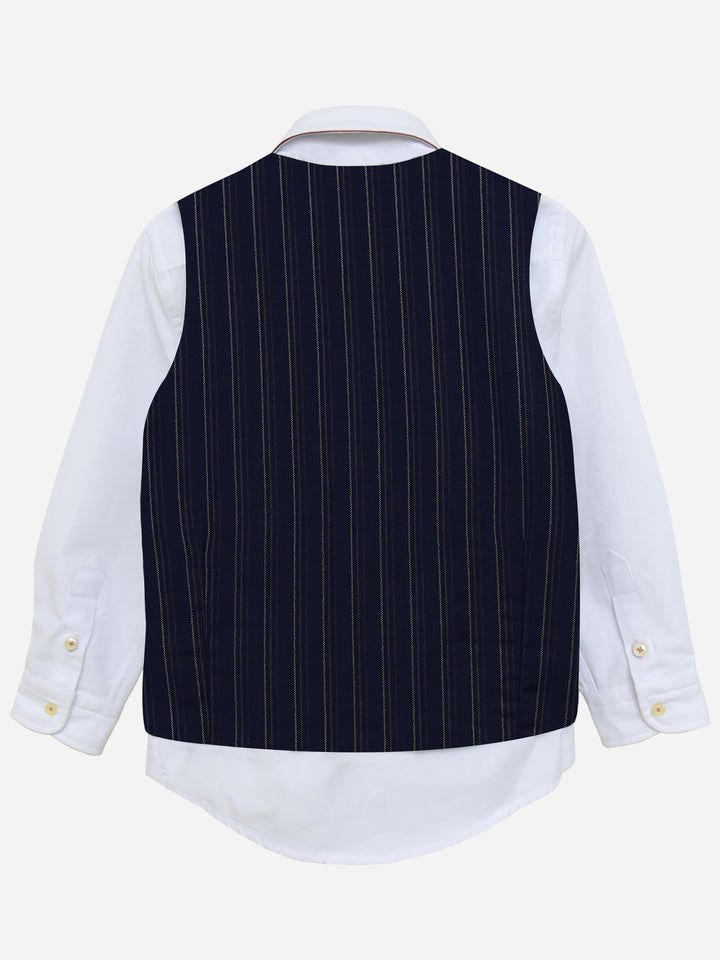 Black Striped Suit Vest With Printed Bow Brumano Pakistan