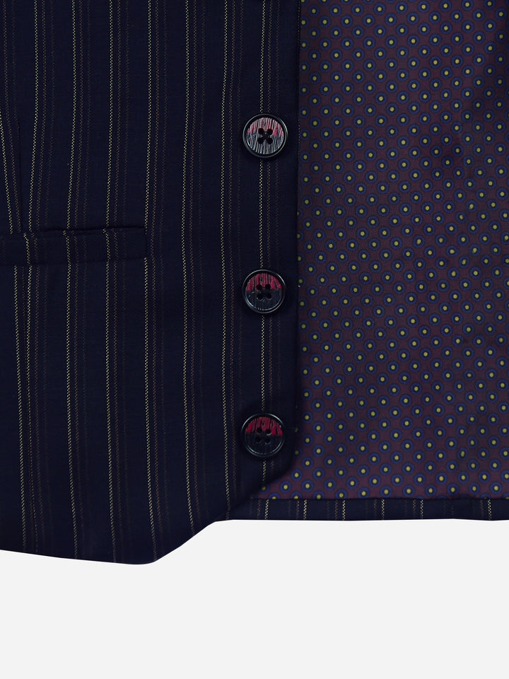 Black Striped Suit Vest With Printed Bow Brumano Pakistan