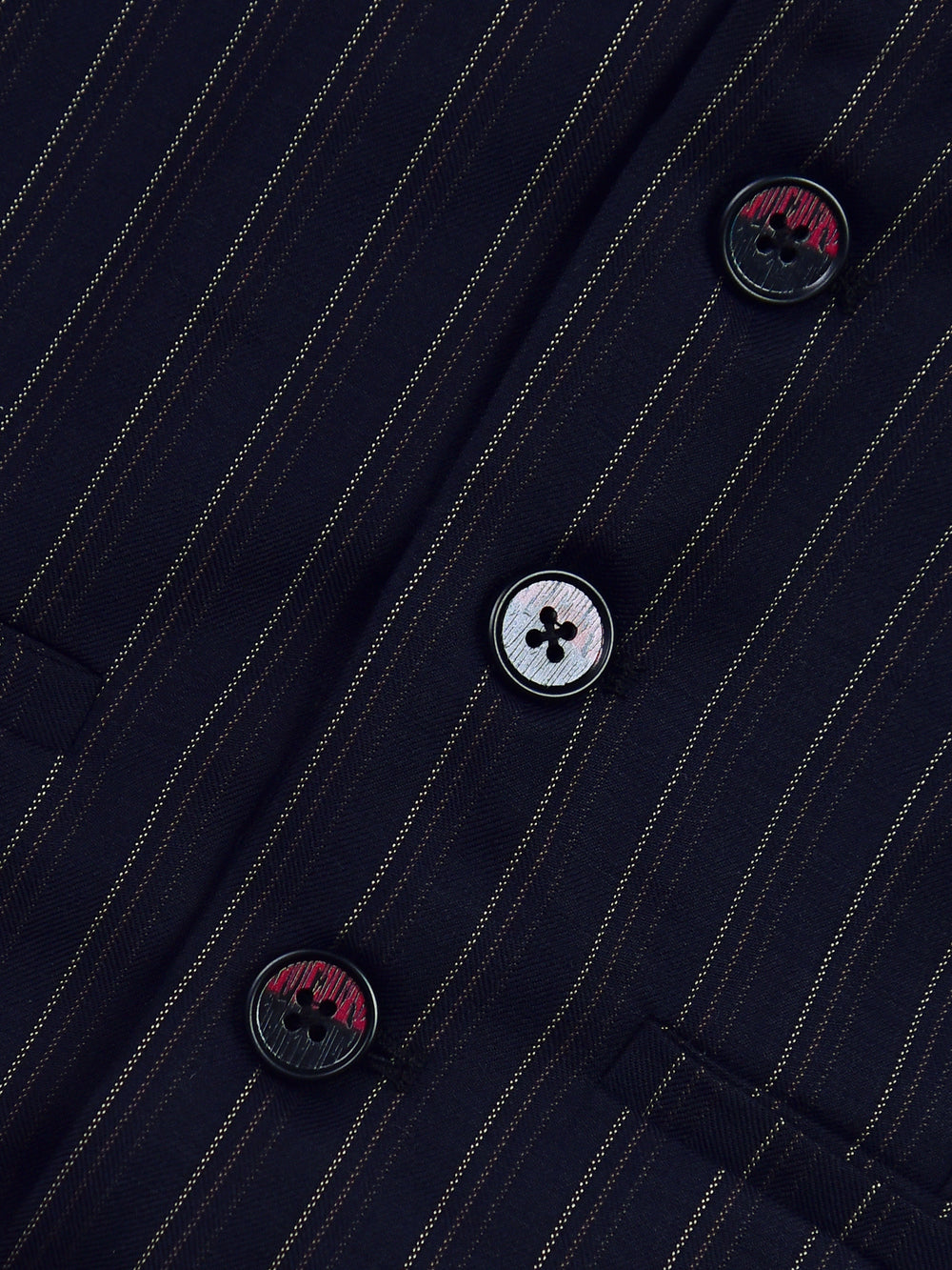 Black Striped Suit Vest With Printed Bow