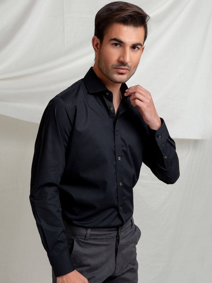 Black Super Fine Formal Shirt Brumano Pakistan
