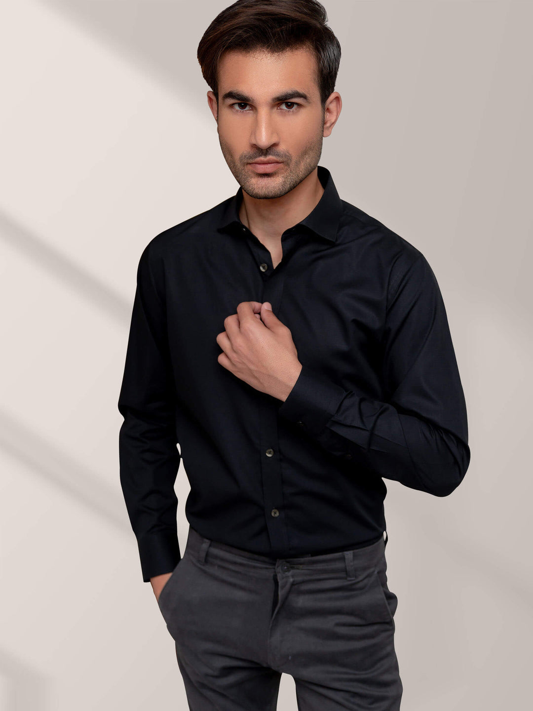 Black Super Fine Formal Shirt Brumano Pakistan