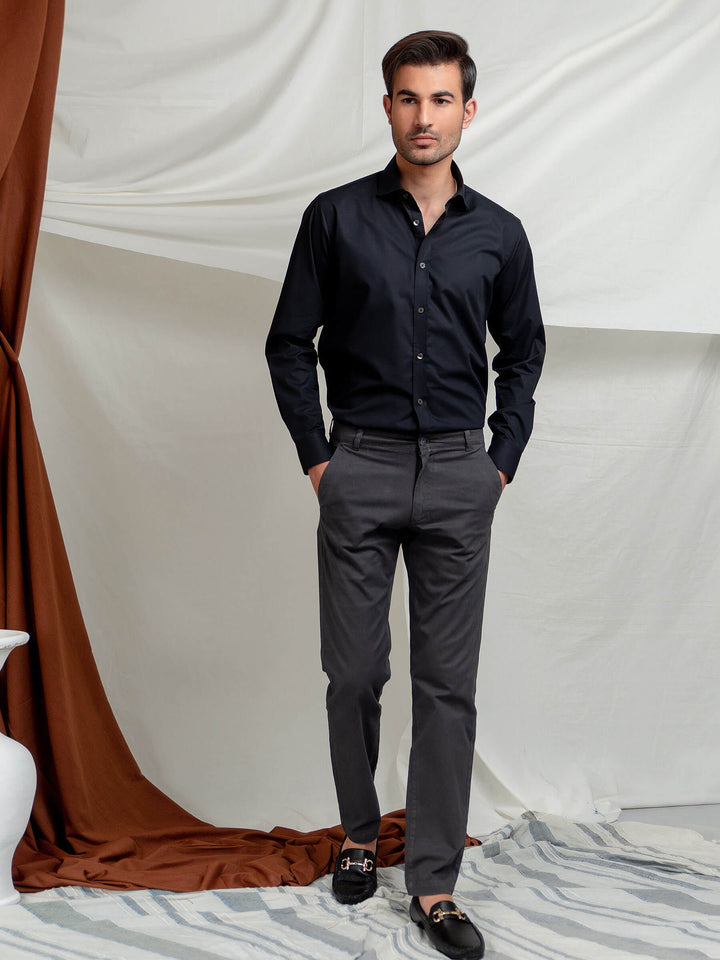 Black Super Fine Formal Shirt Brumano Pakistan