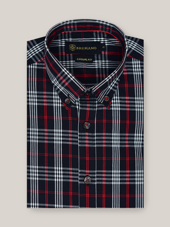 Black Windowpane Checkered Button Down Shirt Brumano Pakistan