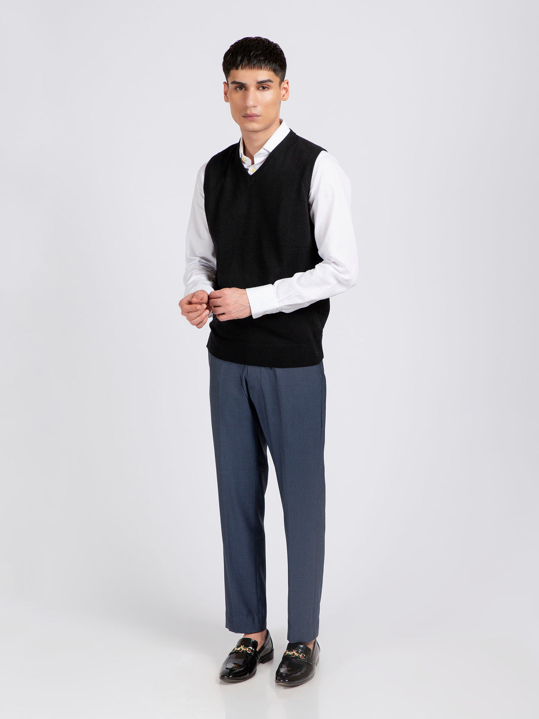Black Wool Blended Sleeveless Sweater Brumano Pakistan