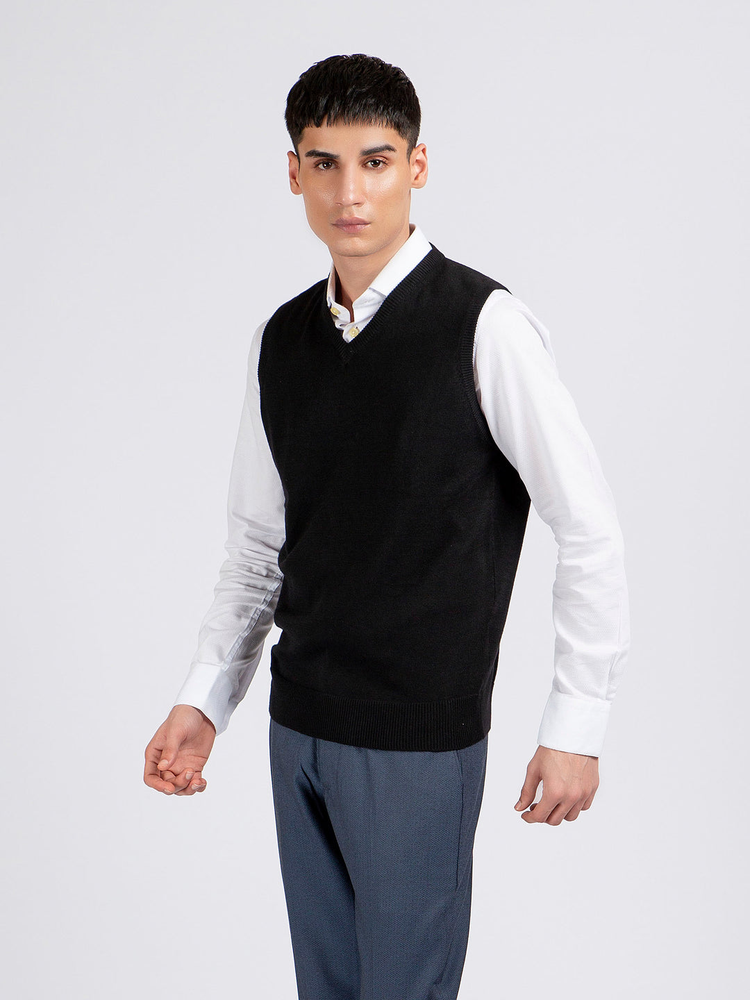 Black Wool Blended Sleeveless Sweater Brumano Pakistan