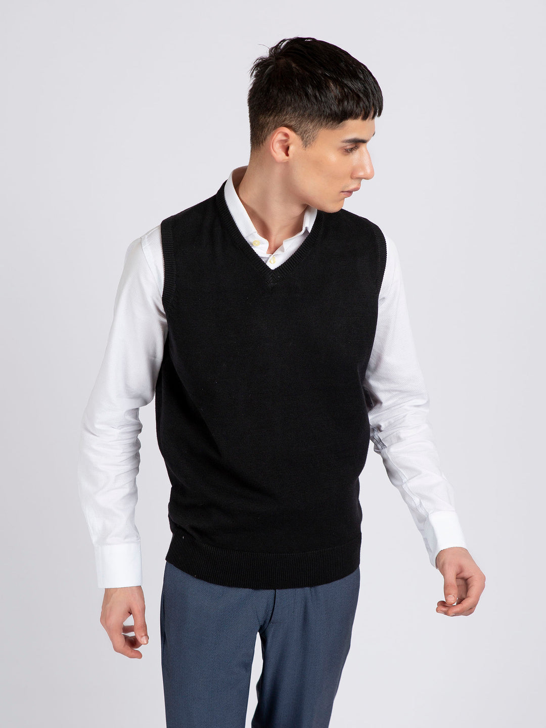 Black Wool Blended Sleeveless Sweater Brumano Pakistan