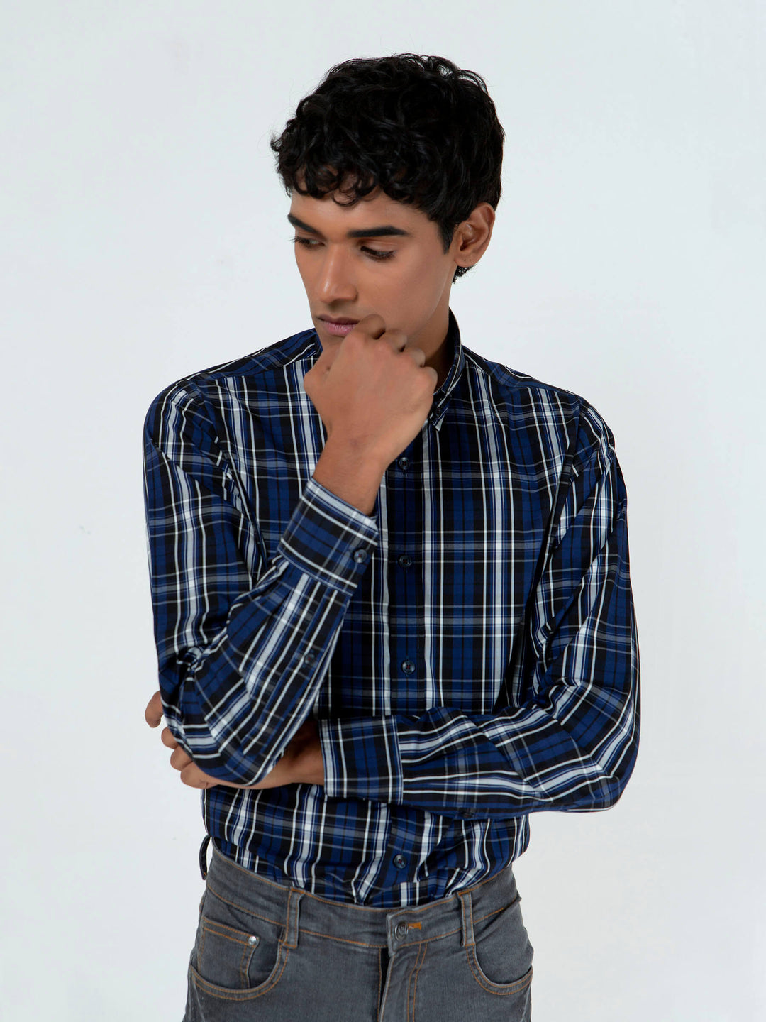 Black & Blue Checkered Shirt Brumano Pakistan
