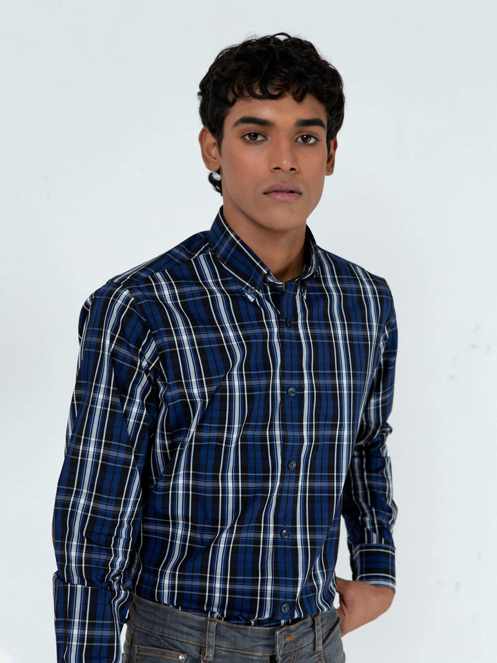 Black & Blue Checkered Shirt Brumano Pakistan