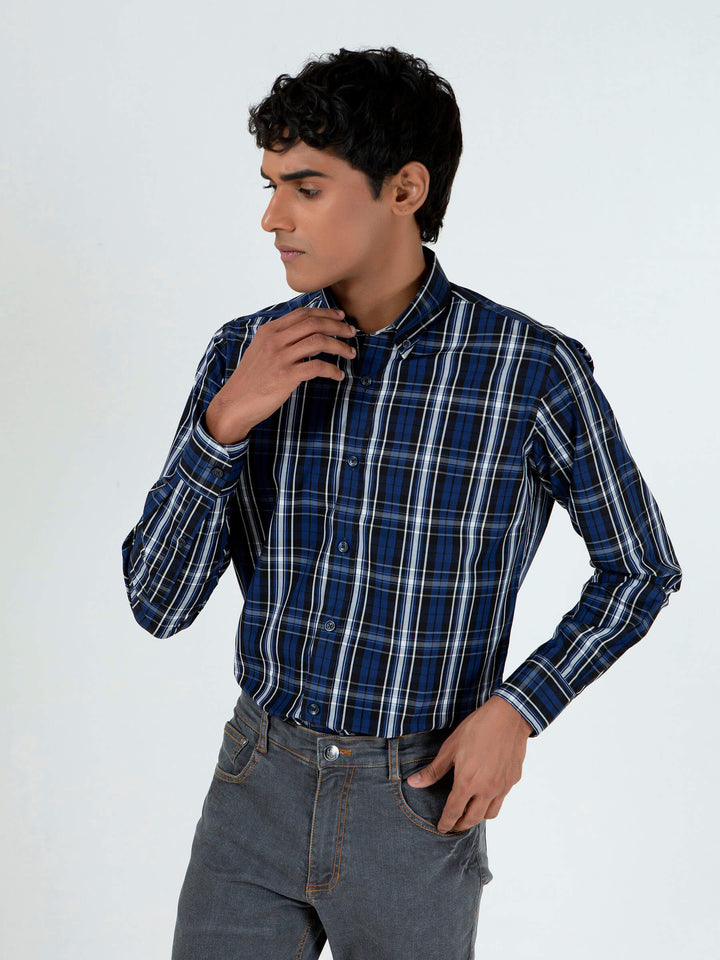 Black & Blue Checkered Shirt Brumano Pakistan