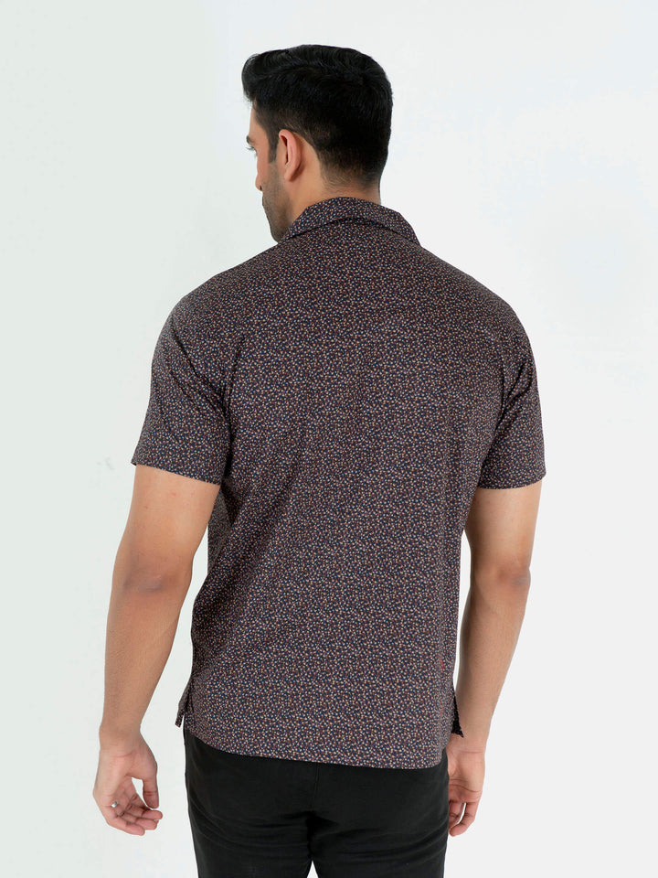 Black & Brown Printed Half Sleeve Cuban Collar Shirt Brumano Pakistan