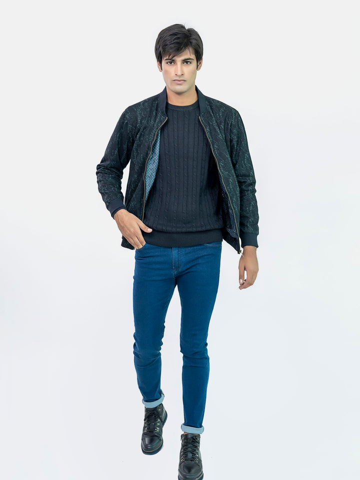Black & Green Wool Blended Bomber Jacket - Limited Edition Brumano Pakistan 