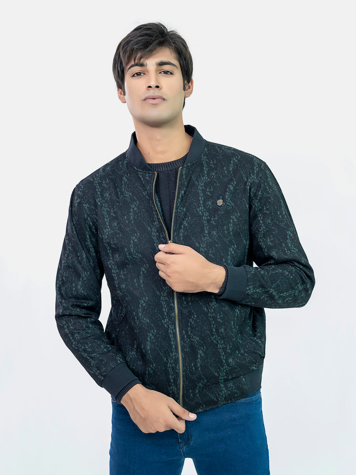 Black & Green Wool Blended Bomber Jacket - Limited Edition Brumano Pakistan 