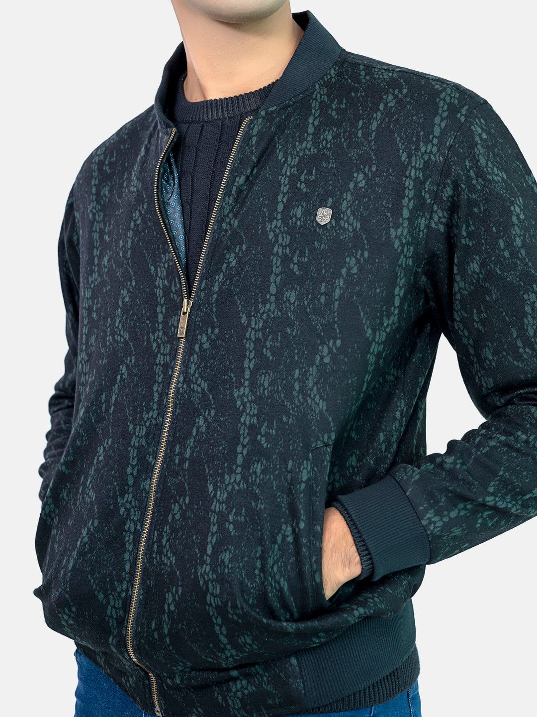 Black & Green Wool Blended Bomber Jacket - Limited Edition Brumano Pakistan 