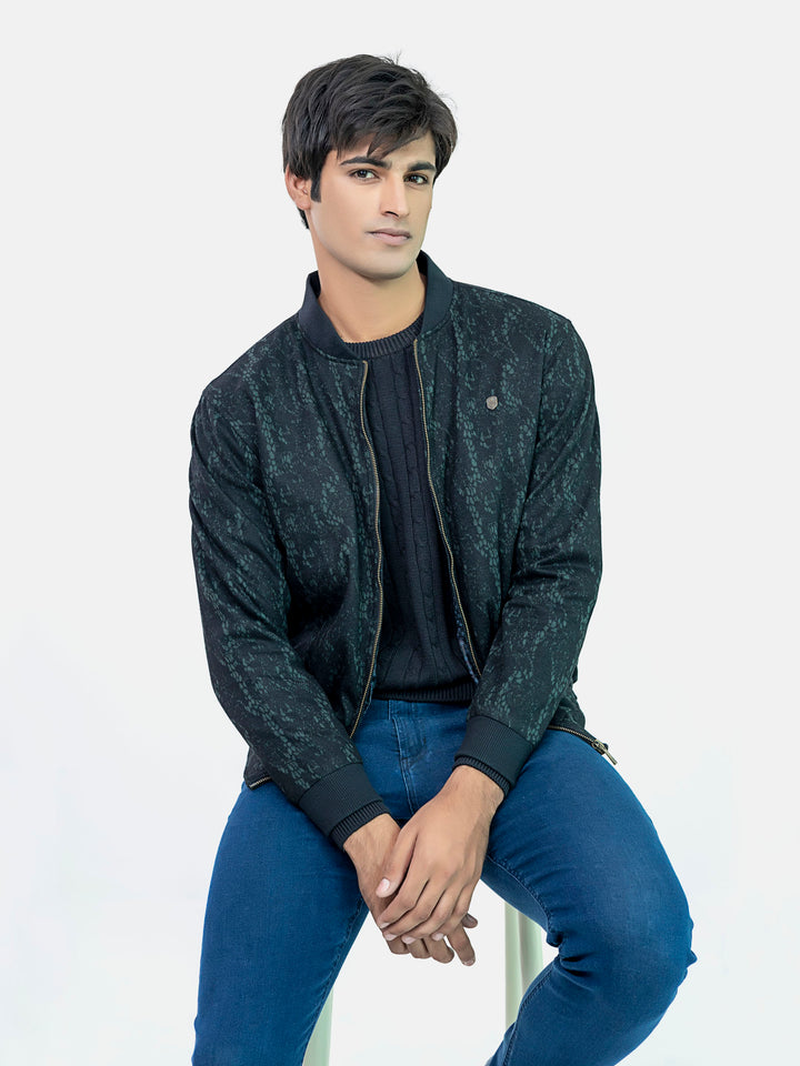 Black & Green Wool Blended Bomber Jacket - Limited Edition Brumano Pakistan 