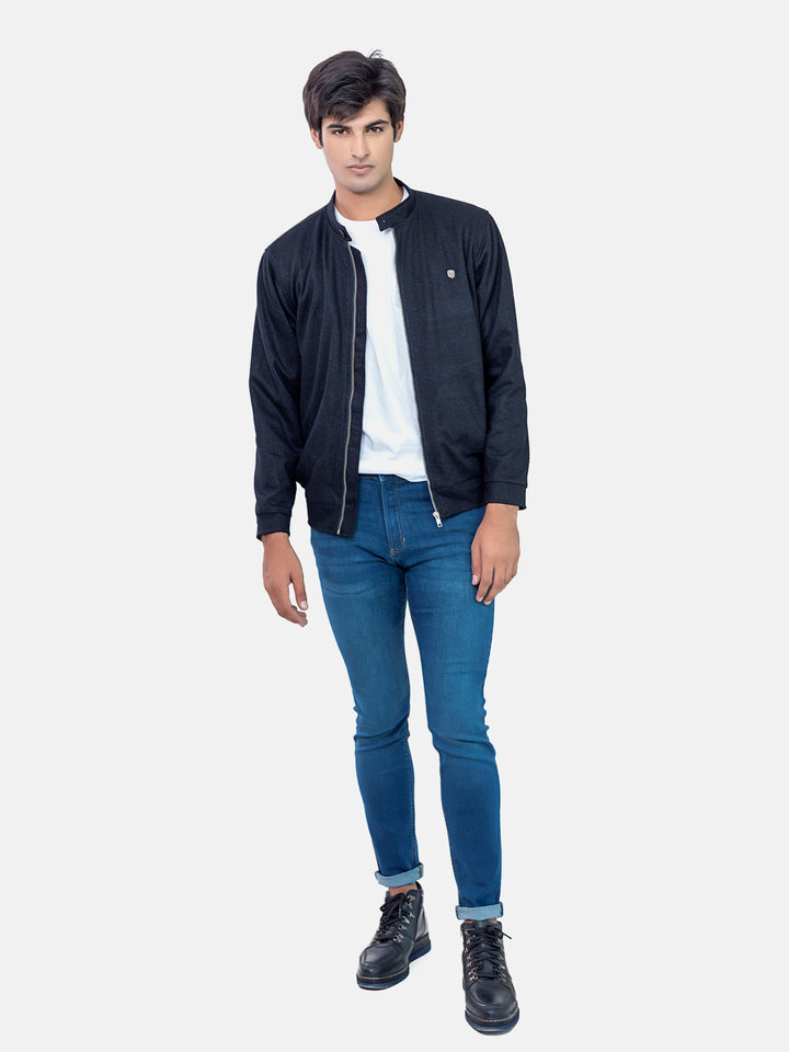 Black & Navy Wool Blened Harrington Jacket Brumano Pakistan 