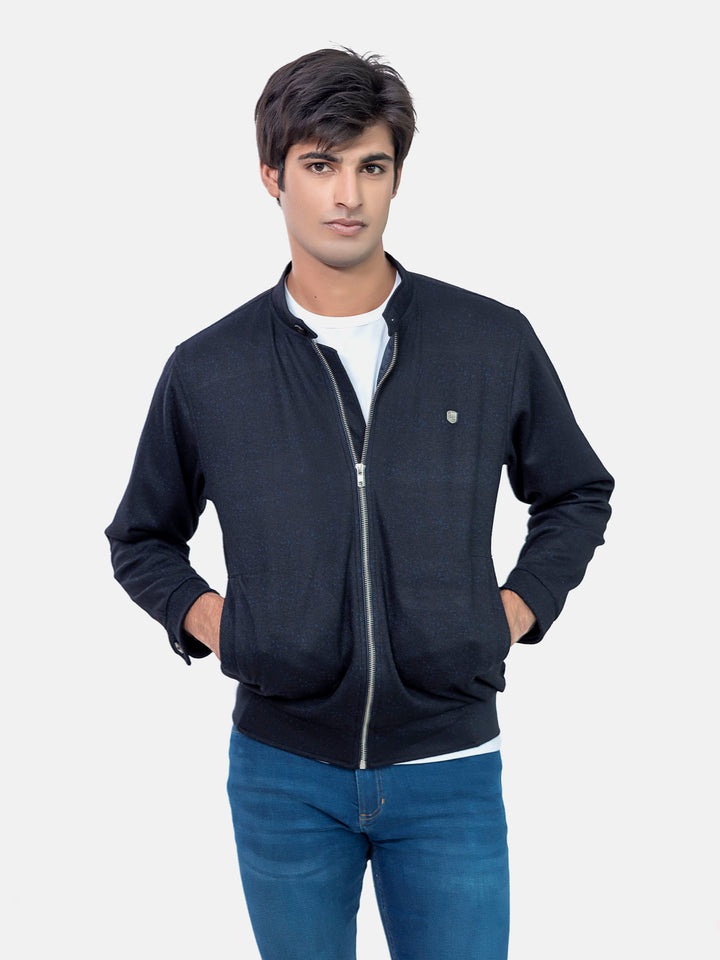 Black & Navy Wool Blened Harrington Jacket Brumano Pakistan 