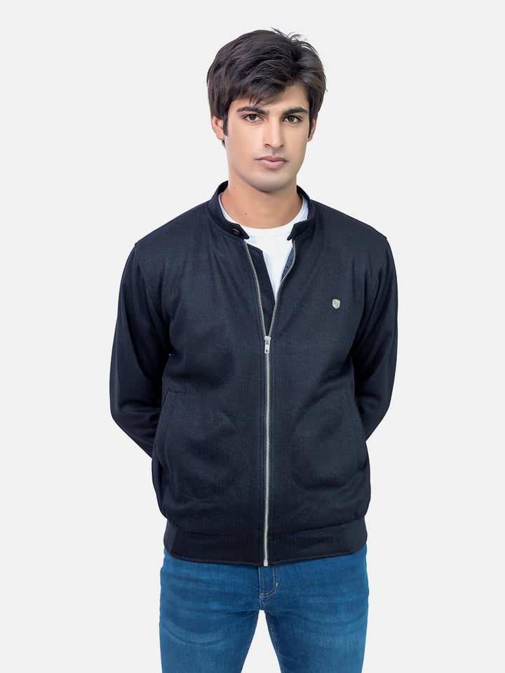 Black & Navy Wool Blened Harrington Jacket Brumano Pakistan 