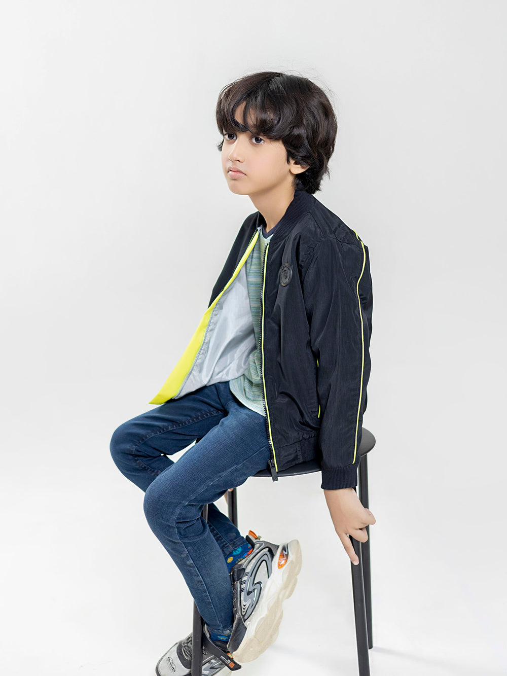 Black & Neon Casual Bomber Jacket