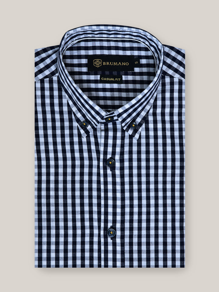 Black & White Gingham Button Down Shirt Brumano PakistanBlack & White Gingham Button Down Shirt Brumano Pakistan