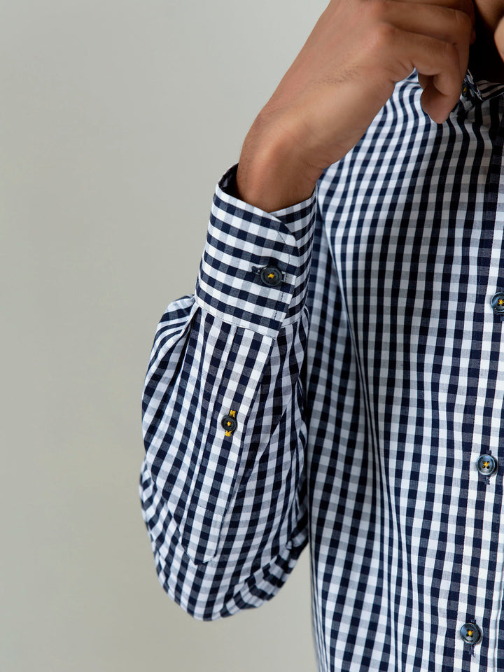 Black & White Gingham Button Down Shirt Brumano Pakistan