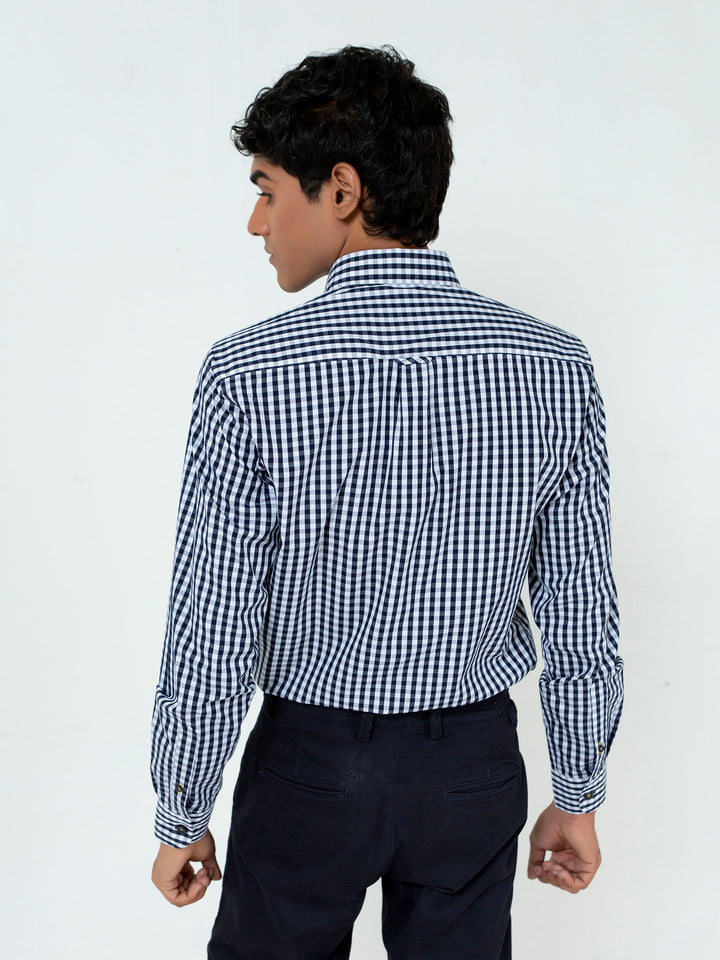 Black & White Gingham Button Down Shirt Brumano Pakistan