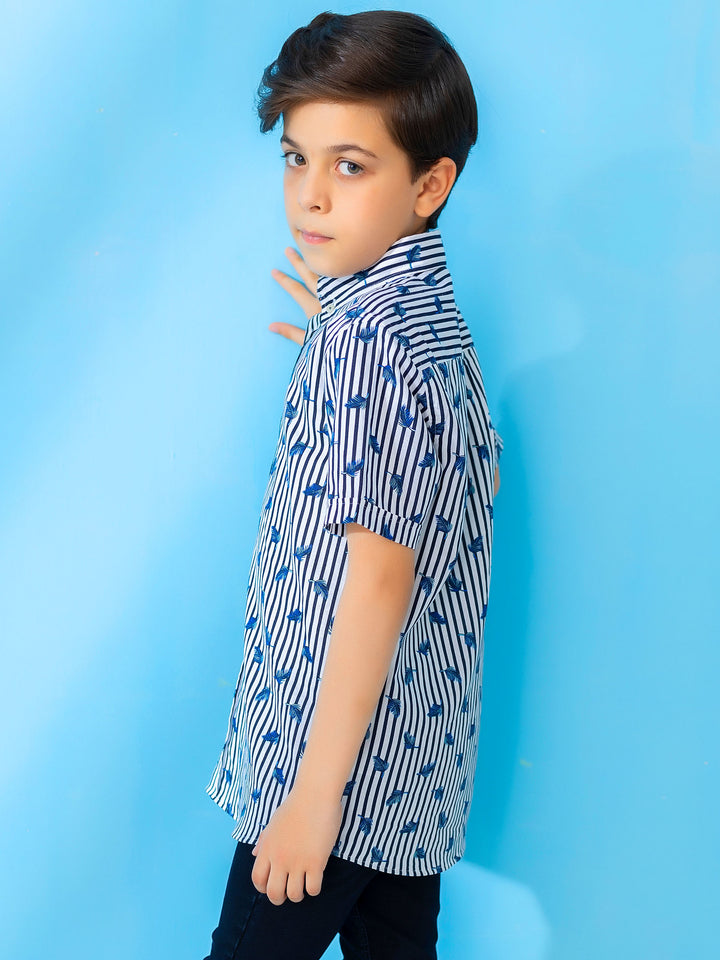 Black & White Striped Short Sleeve Casual Shirt Brumano Pakistan