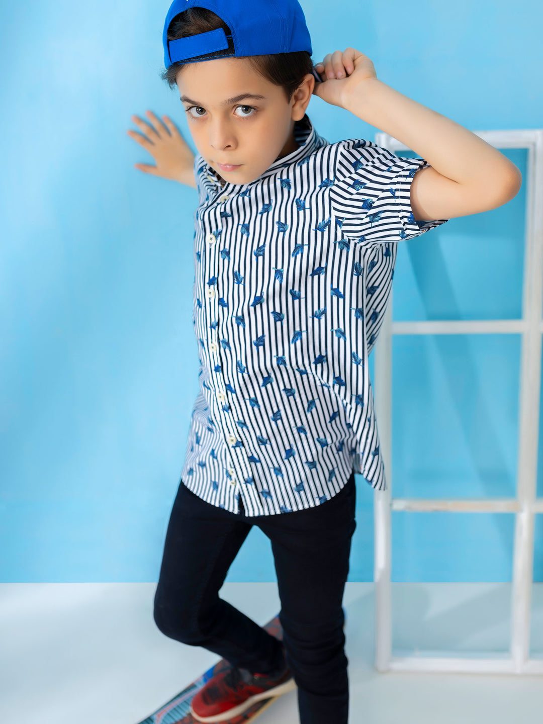 Black & White Striped Short Sleeve Casual Shirt Brumano Pakistan
