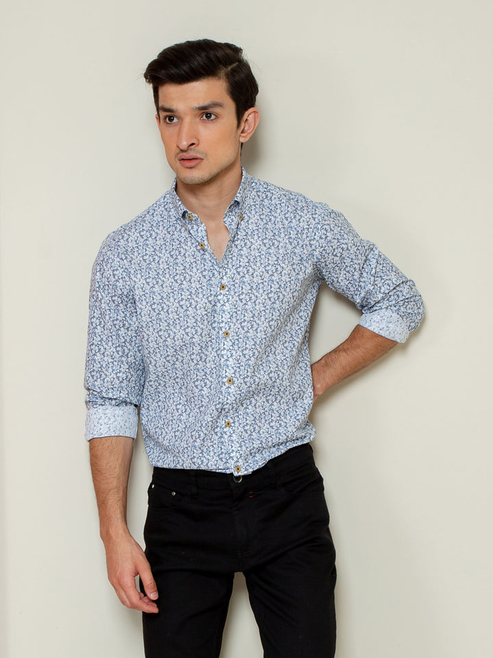 Blue Abstract Printed Shirt Brumano Pakistan
