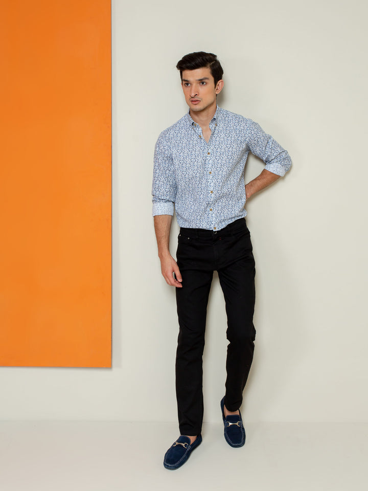 Blue Abstract Printed Shirt Brumano Pakistan