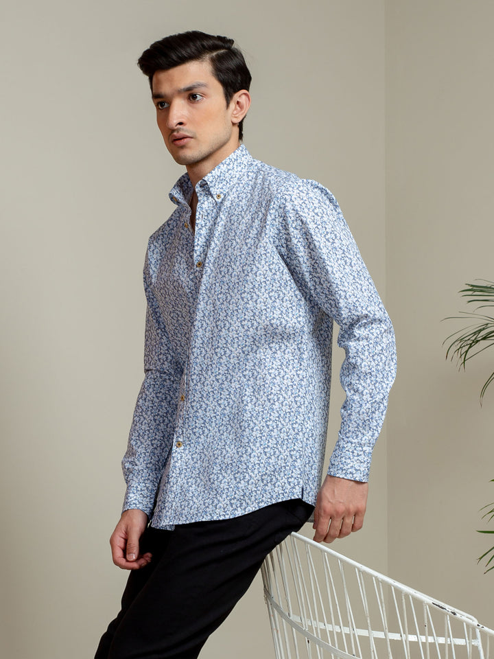 Blue Abstract Printed Shirt Brumano Pakistan