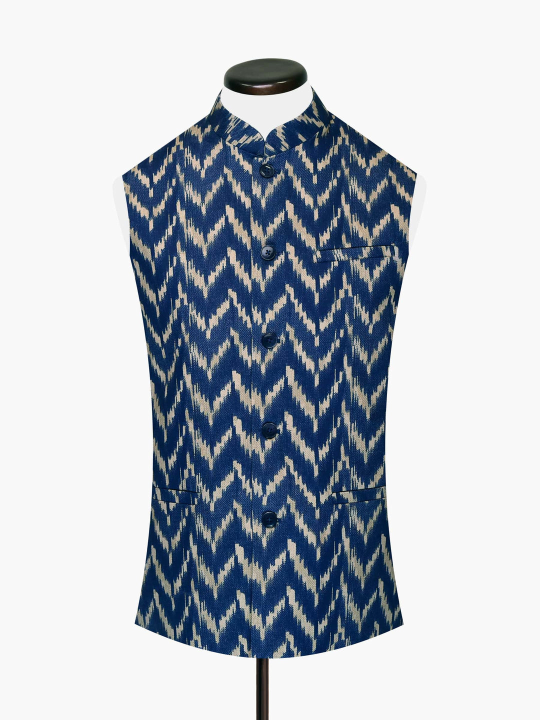 Blue & Beige Printed Waistcoat Brumano Pakistan