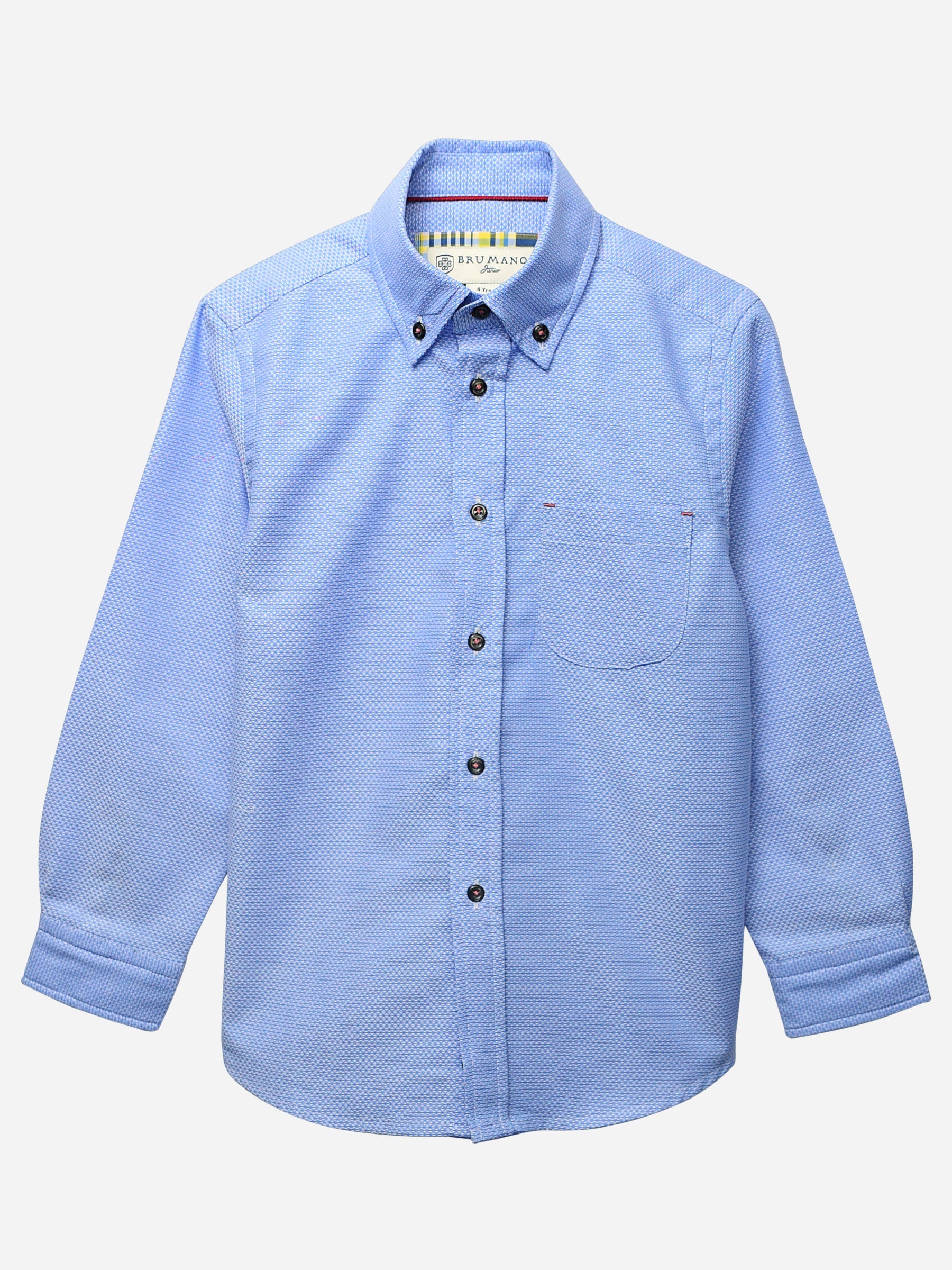 Blue Button Down Textured Casual Shirt – Brumano