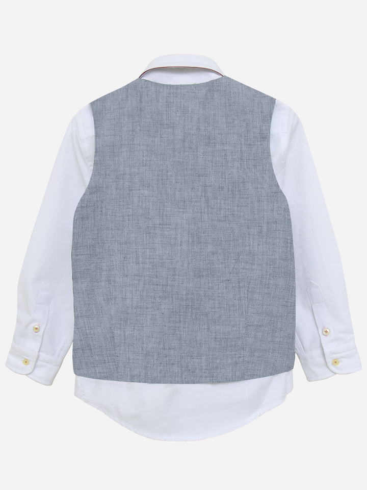 Blue Chambray Suit Waistcoat Brumano Pakistan