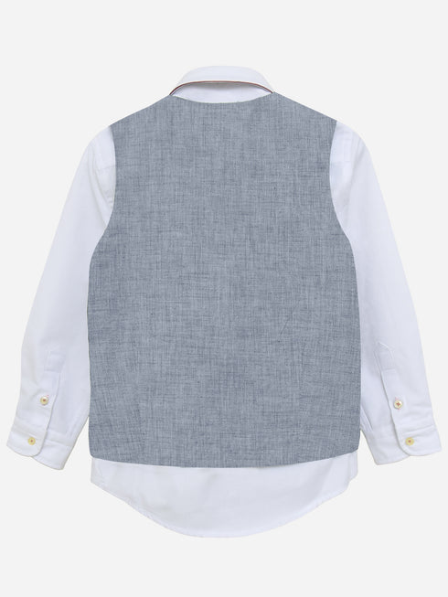 Blue Chambray Suit Waistcoat Brumano Pakistan