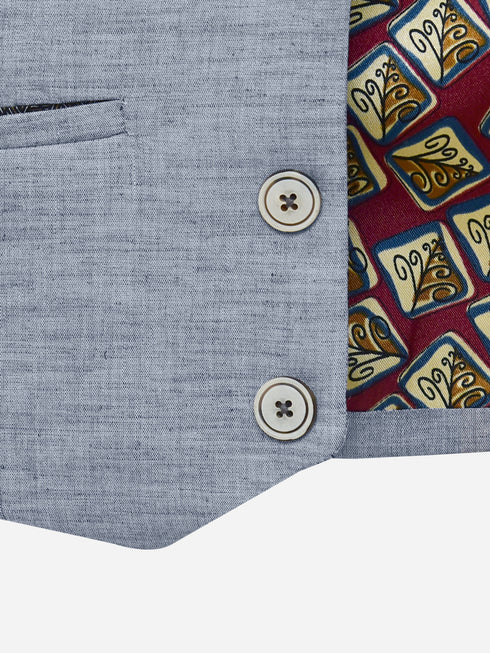 Blue Chambray Suit Waistcoat Brumano Pakistan