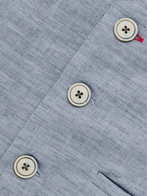 Blue Chambray Suit Waistcoat Brumano Pakistan