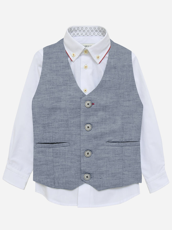 Blue Chambray Suit Waistcoat Brumano Pakistan