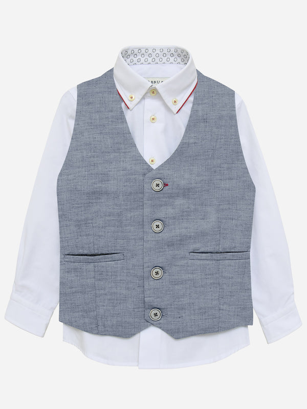 Blue Chambray Suit Waistcoat Brumano Pakistan