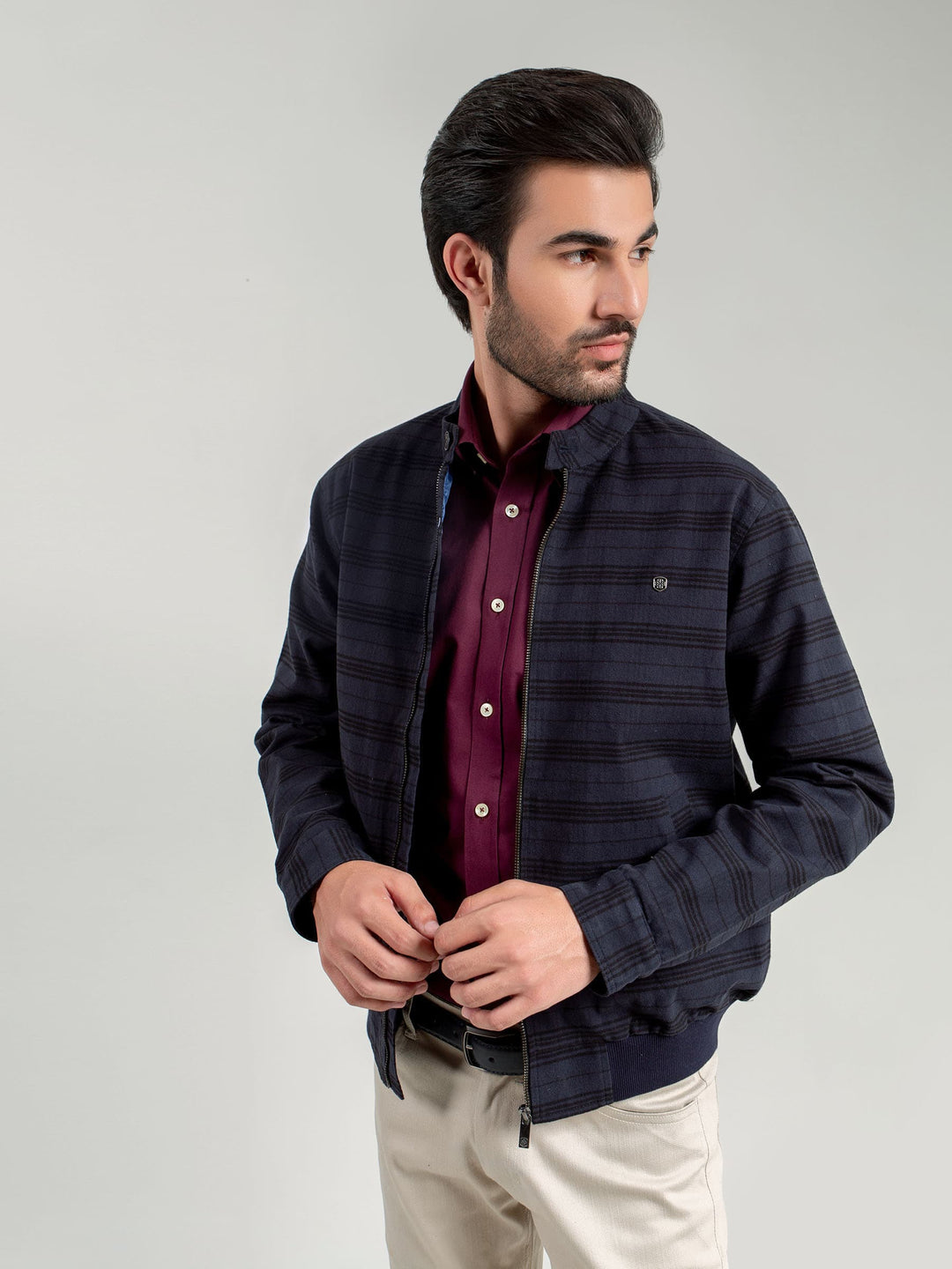 Blue Checkered Harrington Jacket Brumano Pakistan