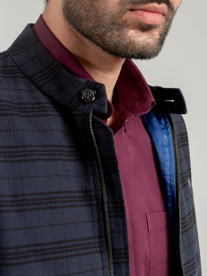 Blue Checkered Harrington Jacket Brumano Pakistan