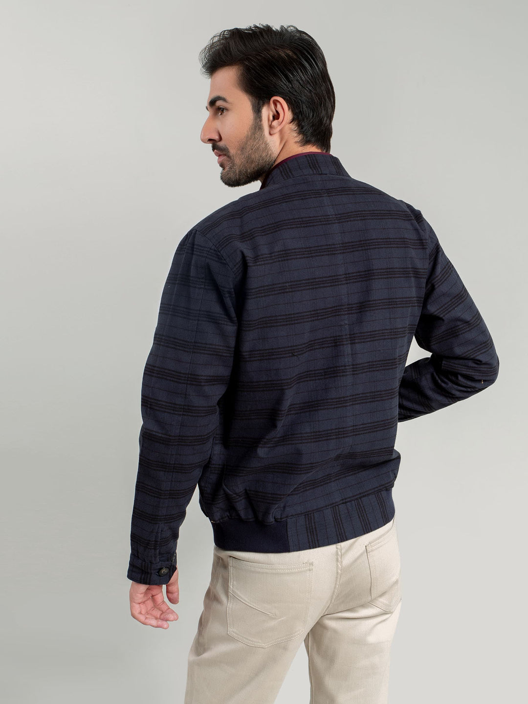 Blue Checkered Harrington Jacket Brumano Pakistan