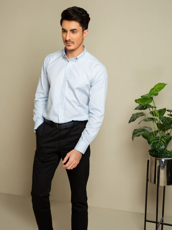 Blue Checkered Office Shirt Brumano Pakistan