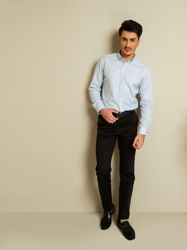 Blue Checkered Office Shirt Brumano Pakistan