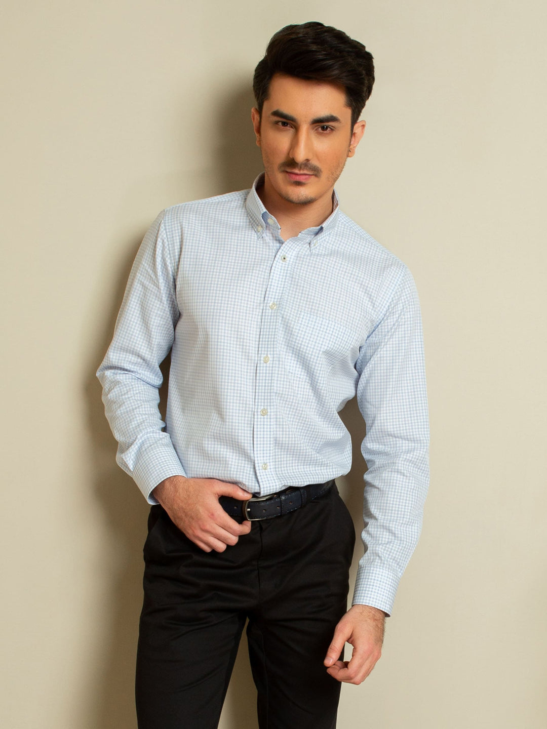 Blue Checkered Office Shirt Brumano Pakistan