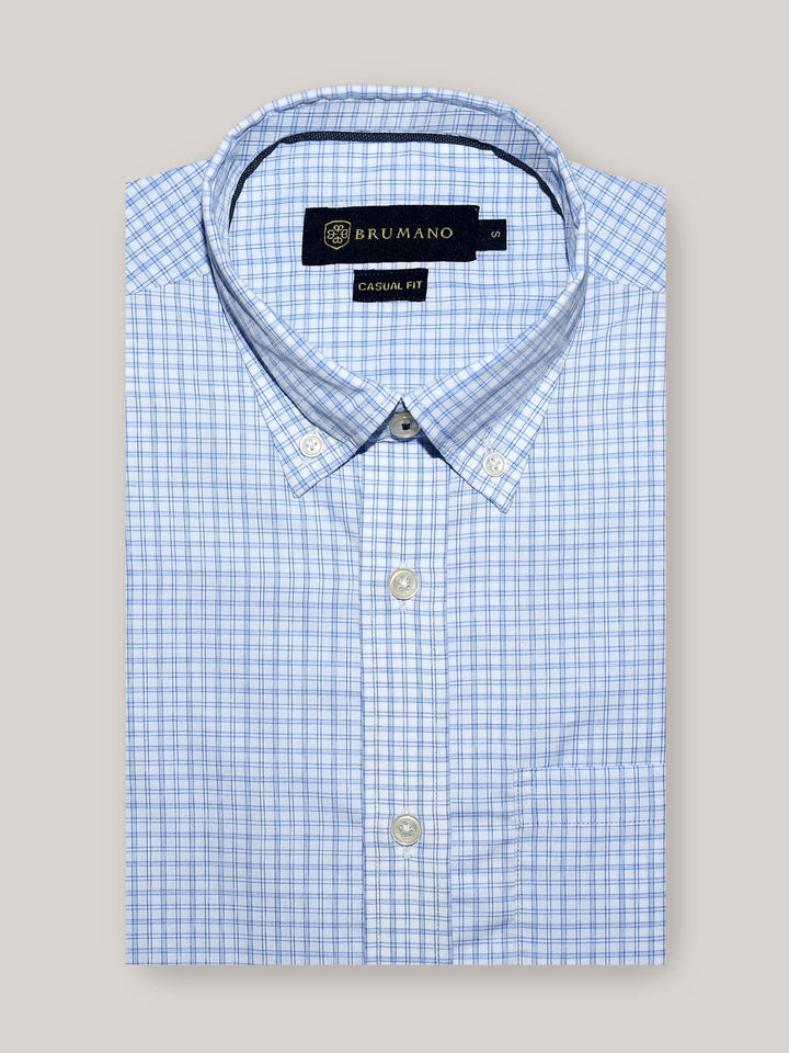 Blue Checkered Office Shirt Brumano Pakistan