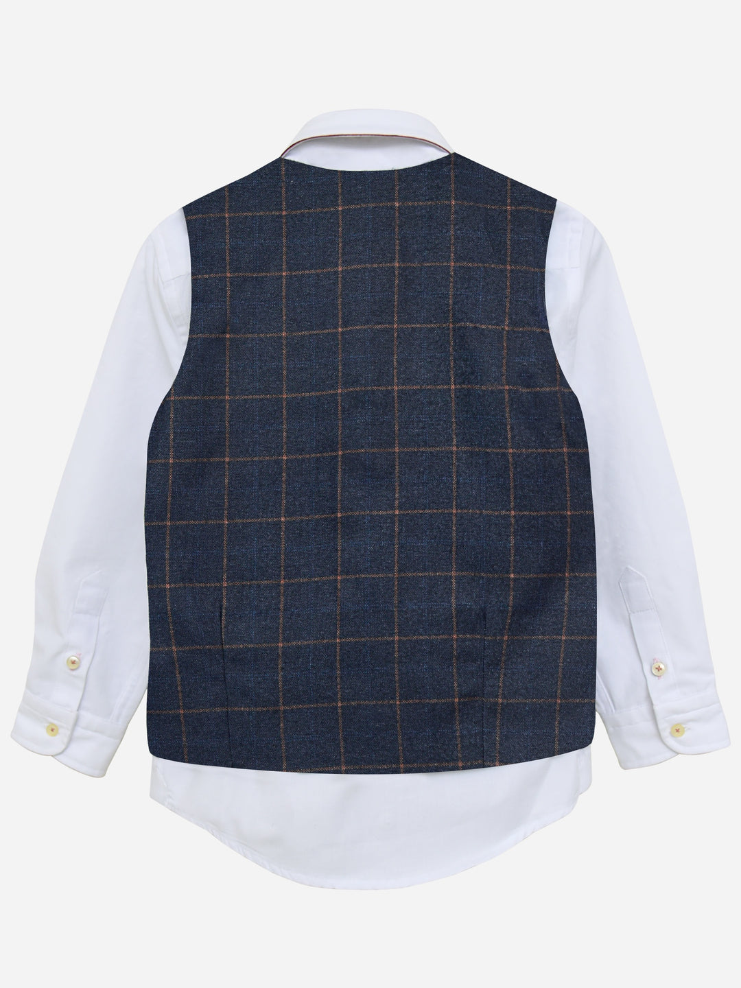 Blue Checkered Suit Vest With Bow Brumano Pakistan