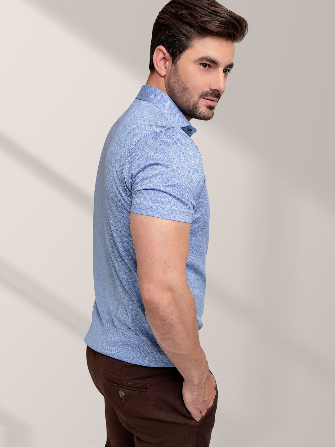 Blue Dobby Mercerized Polo Shirt Brumano Pakistan