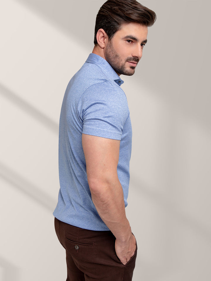 Blue Dobby Mercerized Polo Shirt Brumano Pakistan