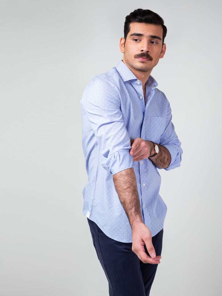 Blue Fine Striped Formal Shirt Brumano Pakistan